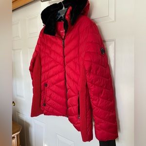 Nautica Womens Hooded Puffer with Faux Fur